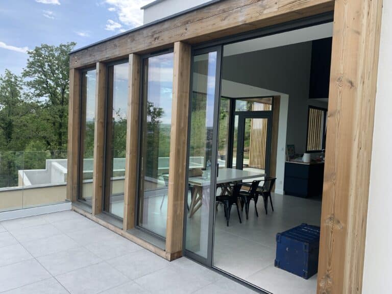 Baie vitrée coulissante + fixes